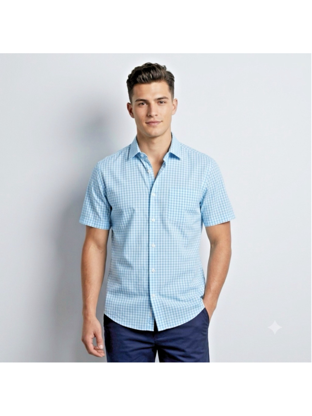 Guy Laroche Paris Men's Blue S/S Evening Dress Shirt Summer - Size L